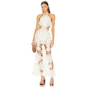 CULT GAIA Accalia Crochet Gown in Off White Medium New Womens Long Maxi Dress